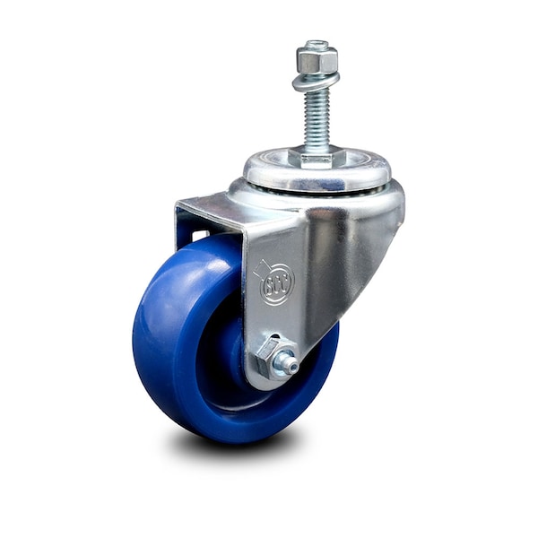 3 Inch Solid Polyurethane Wheel Swivel 3/8 Inch Threaded Stem Caster SCC